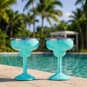 ORCA Rita Seafoam 2 Pack 13oz Insulated Stainless Steel Margarita Cups w/ Lids